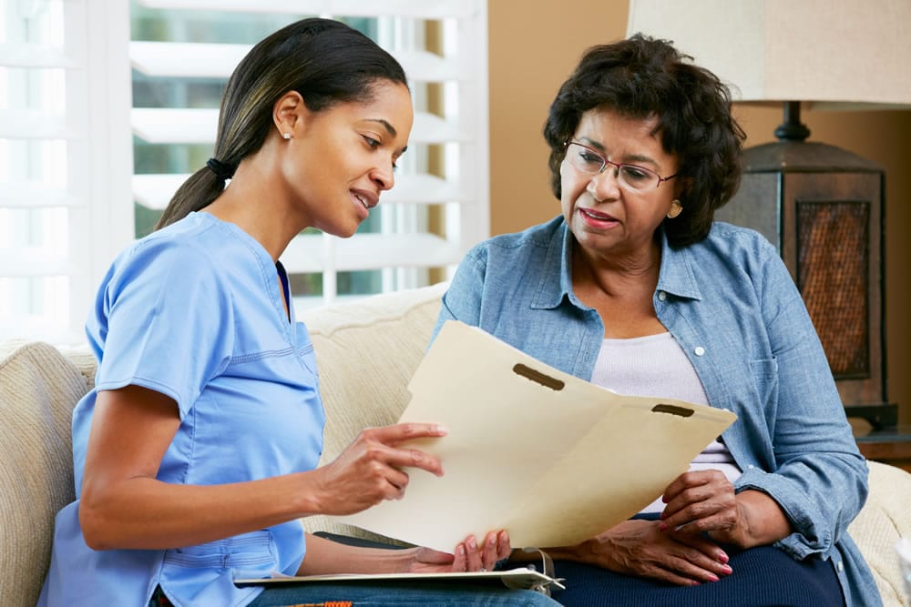 Nurse teaching patient