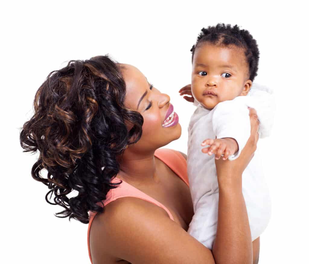 African American mother with infant