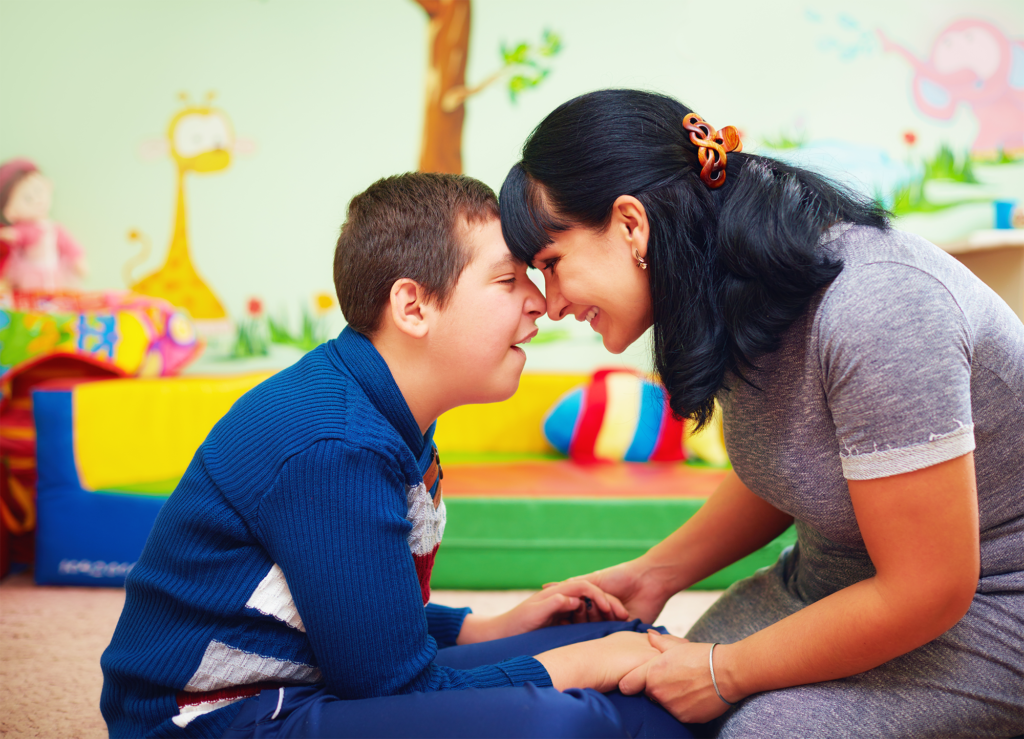 Disabled child with aide